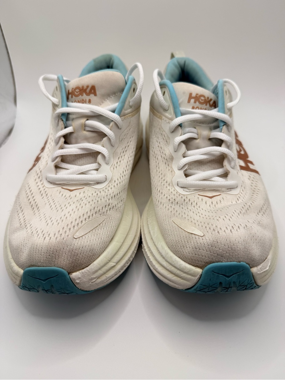 HOKA Bondi 8 Rose Gold White Womens‎ Running Walking Athletic Sneakers Size 8.5 - Picture 5 of 16